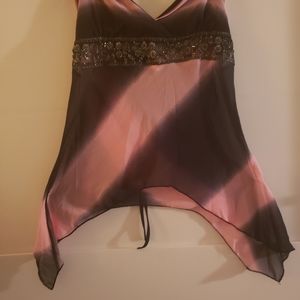 Pink and black stripped spaghetti strap top